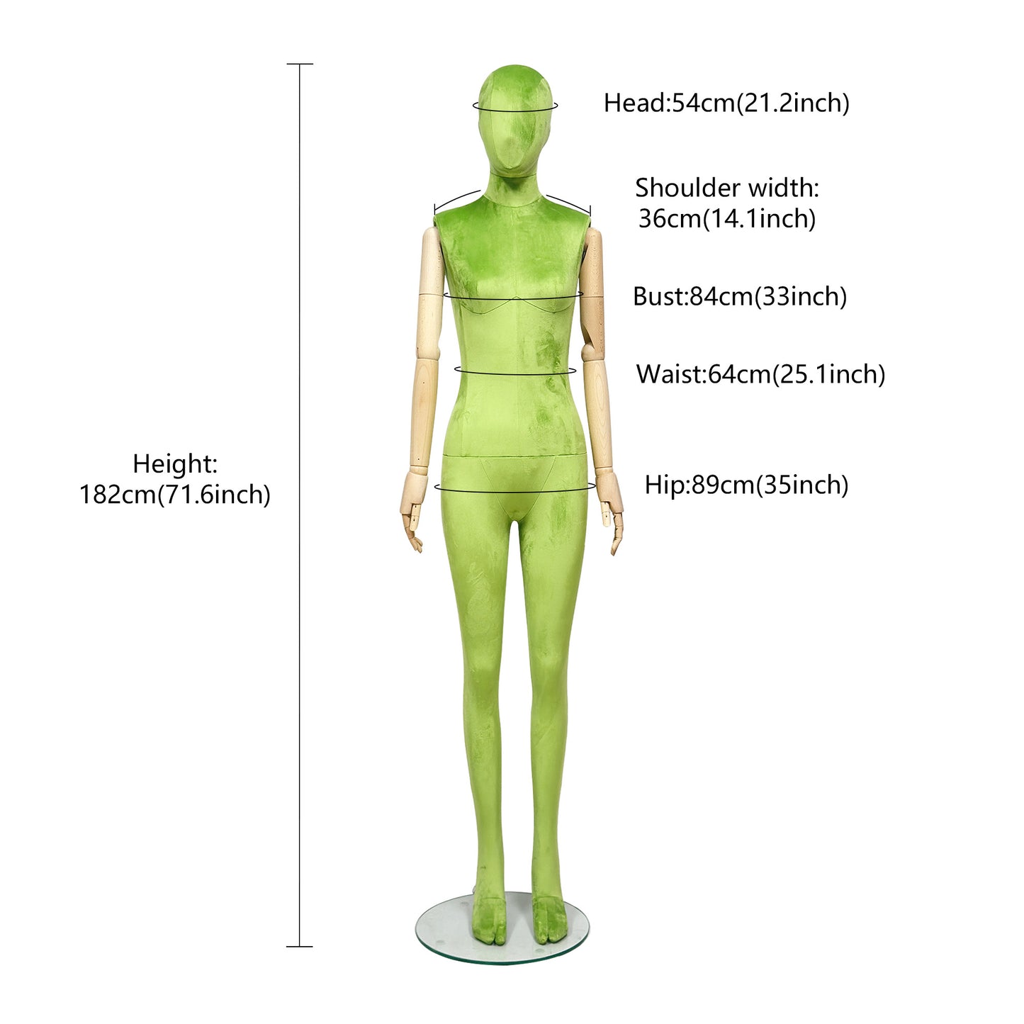 Colorful Female Full Body Mannequin - 71.6" Premium Fiberglass Adjustable Display Mannequin