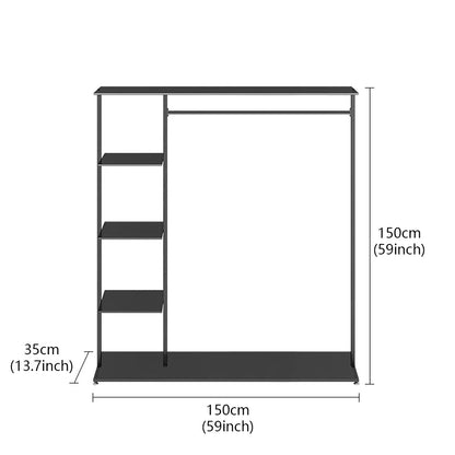 JELIMATE Black Floor-Standing Clothing Display Rack for Retail Store & Home Closet