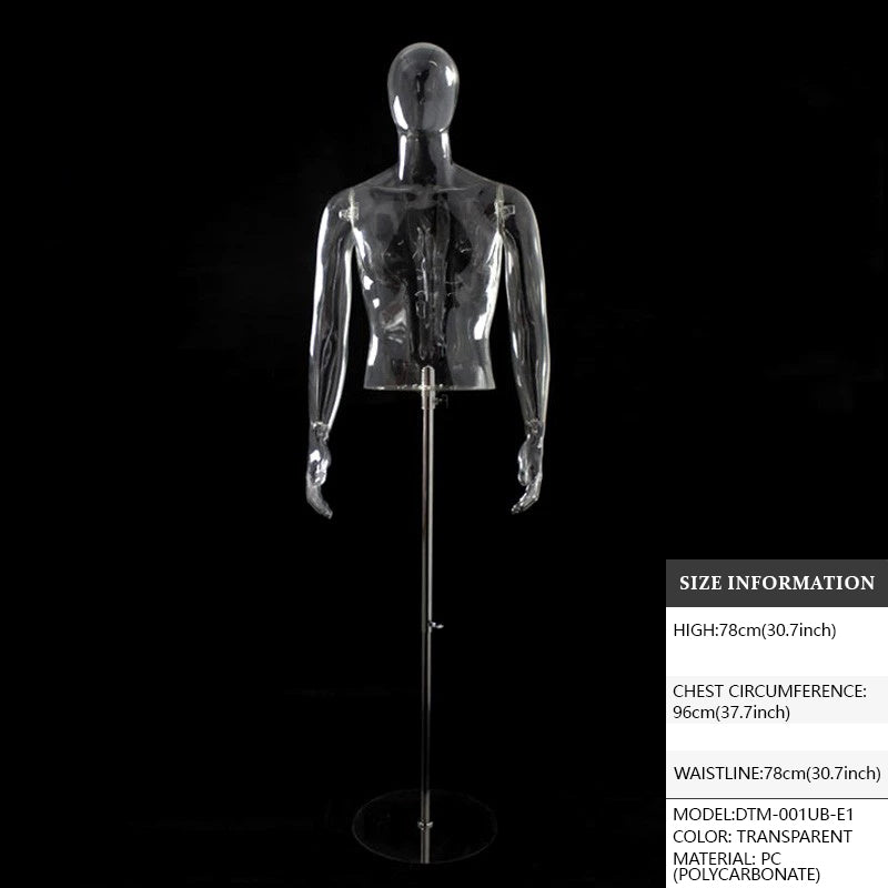 Transparent Hollow Mannequin Prop | Female & Male Half/Full Body Plastic Display for Swimwear, Underwear & Photography