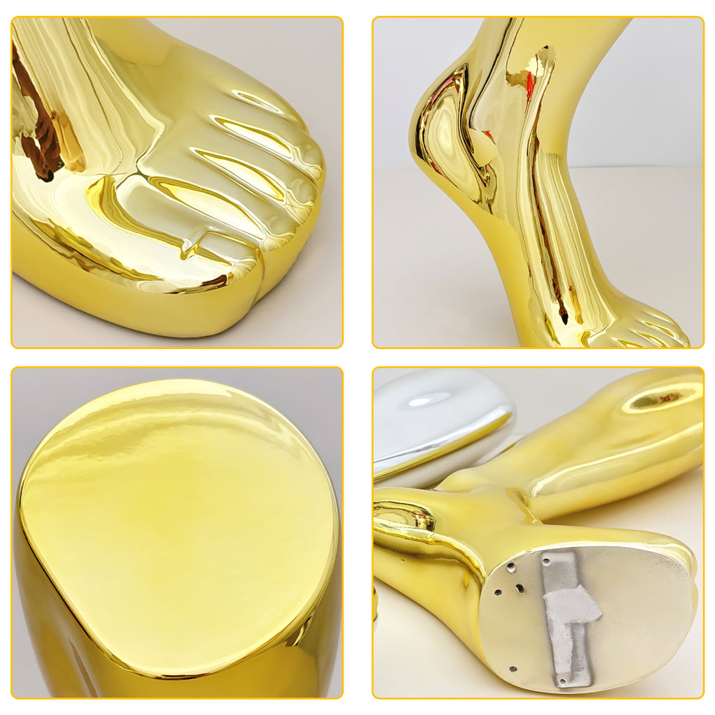 Jelimate Electroplated Left Leg Mannequin for Shoes, Socks & Jewelry – Gold Silver