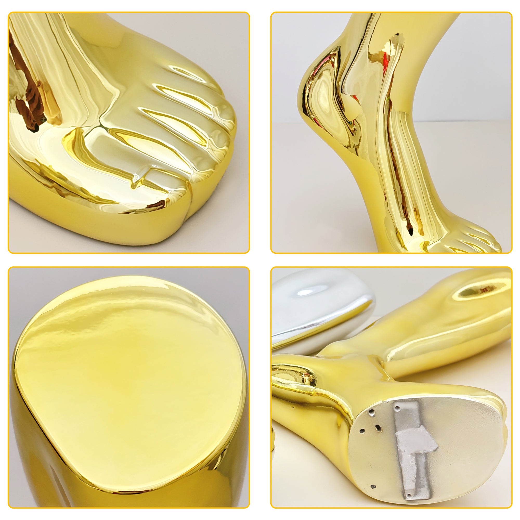 Jelimate Electroplated Left Leg Mannequin for Shoes, Socks & Jewelry – Gold Silver