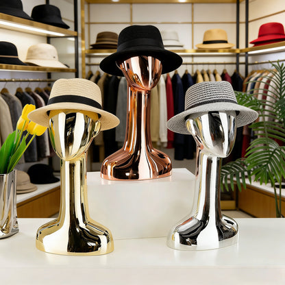 Electroplated Mannequin Head Display Stand - Wig Hat Scarf Jewelry Display Prop for Retail Stores