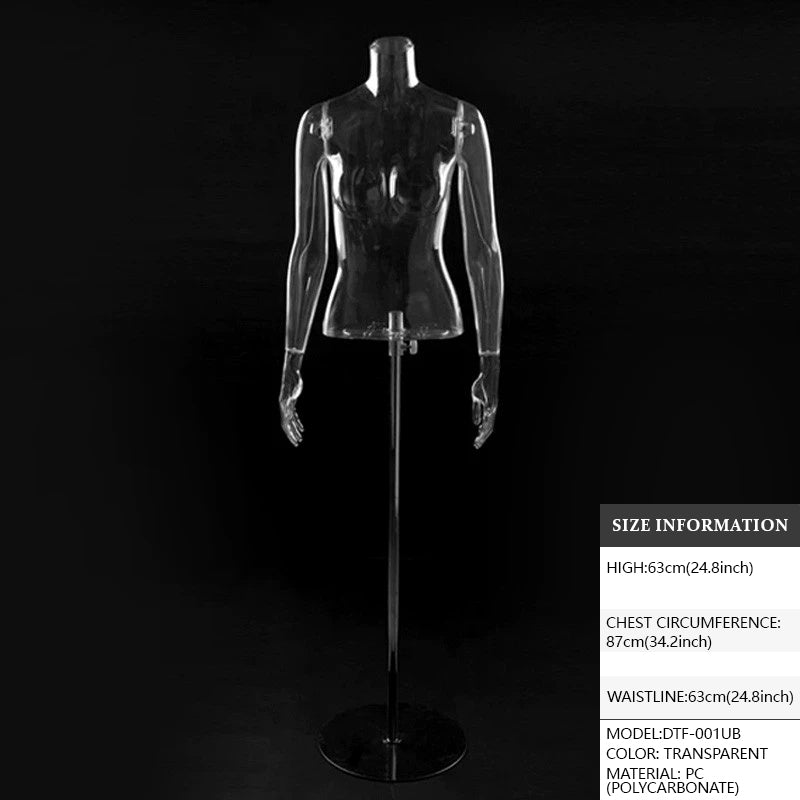 Transparent Hollow Mannequin Prop | Female & Male Half/Full Body Plastic Display for Swimwear, Underwear & Photography