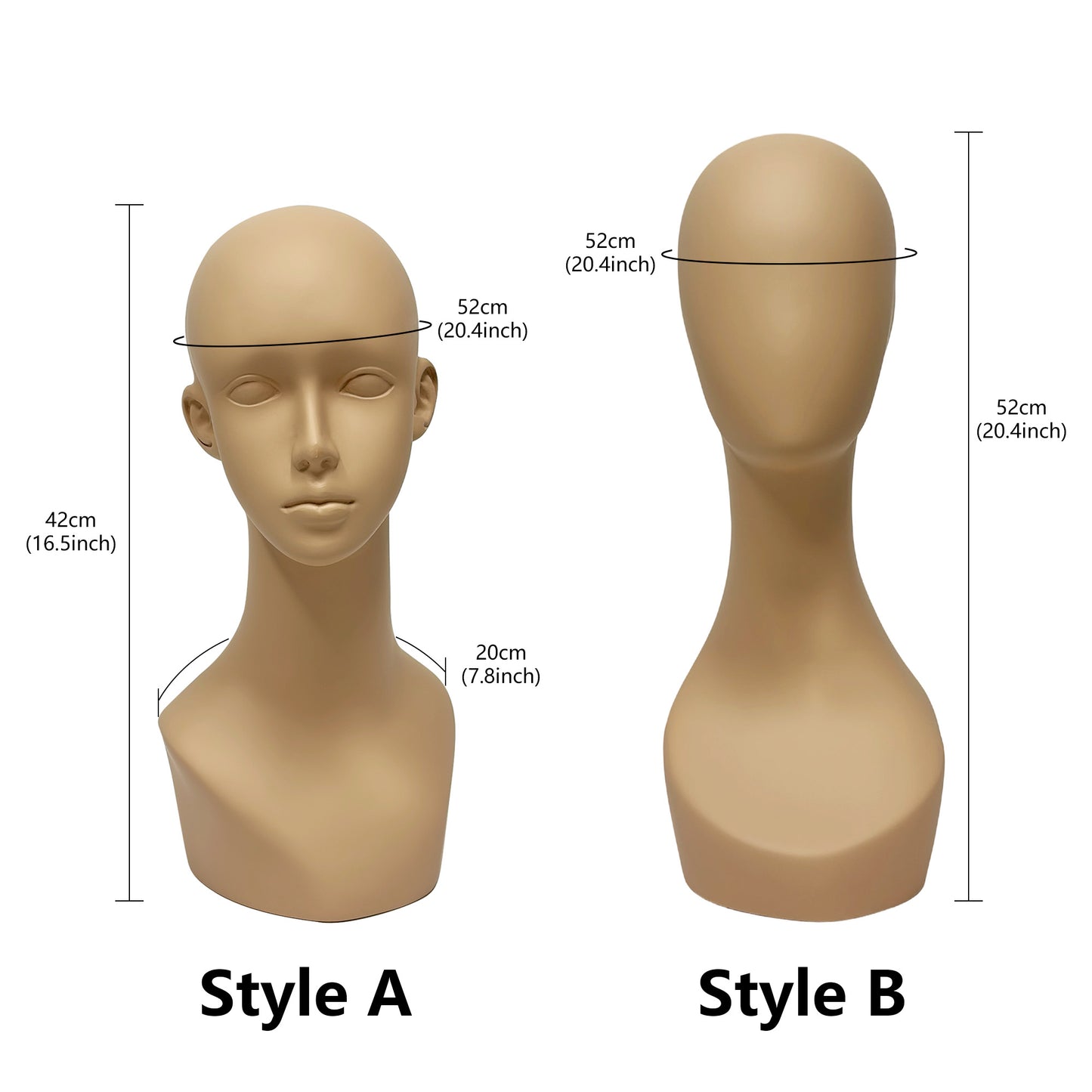 JELIMATE Mannequin Head for Wigs Hats Scarves, Male Female Fiberglass Wig Display Head