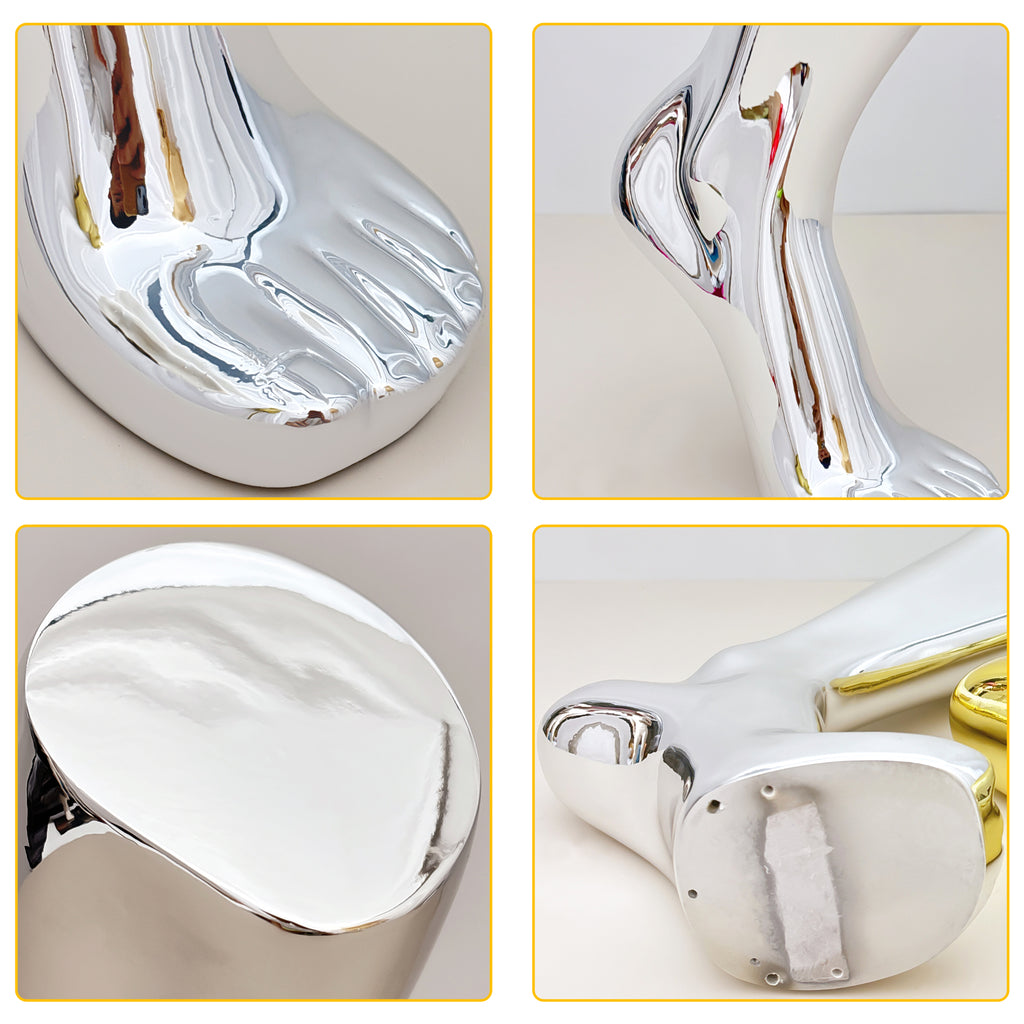 Jelimate Electroplated Left Leg Mannequin for Shoes, Socks & Jewelry – Gold Silver