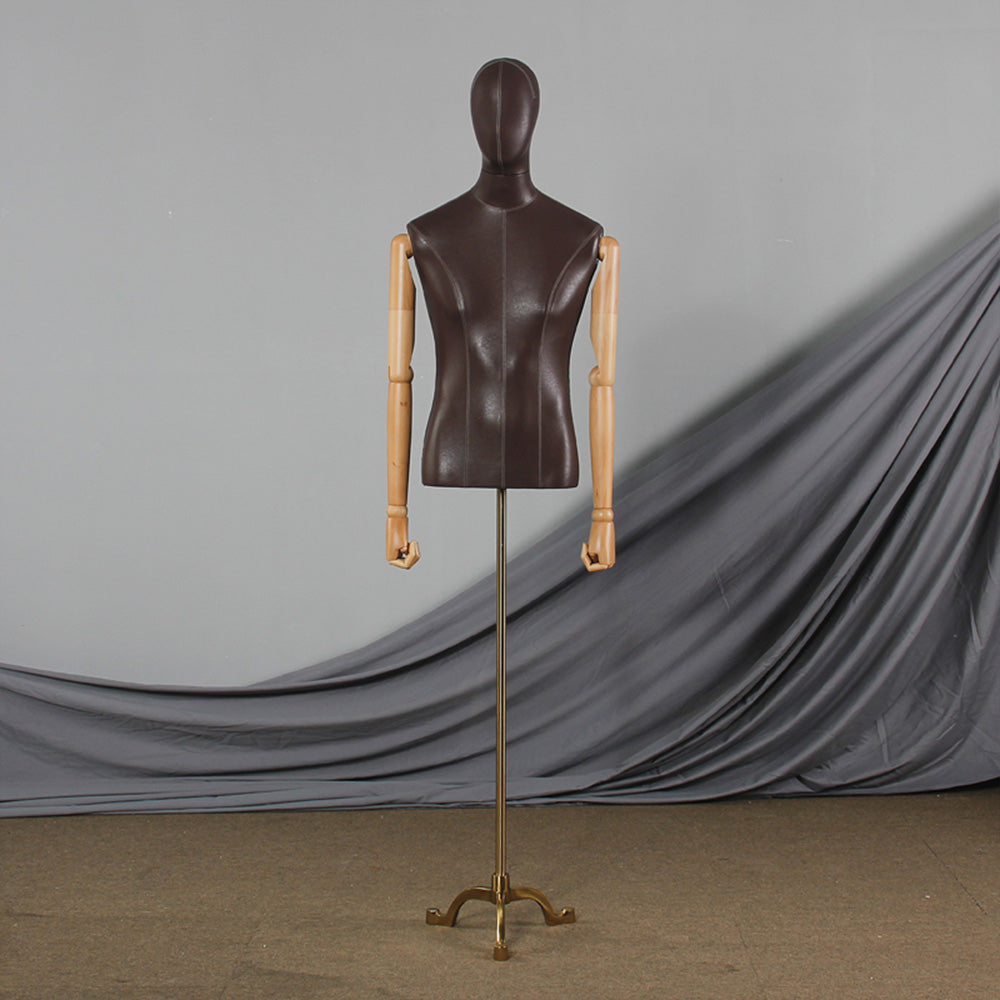 Jelimate Colorful Half Body Male Mannequin Torso Stand,Leather Fabric Wrapped Mannequin Clothing Dress Form,Boutique Store Men Dress Form Torso Model