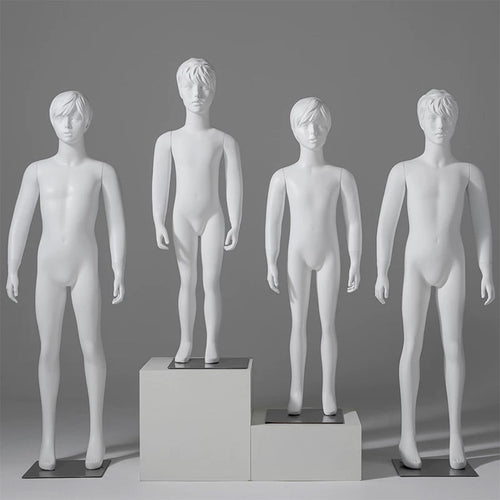 JELIMATE Child & Teen Full Body Mannequin with Face | Matte White Kids Display