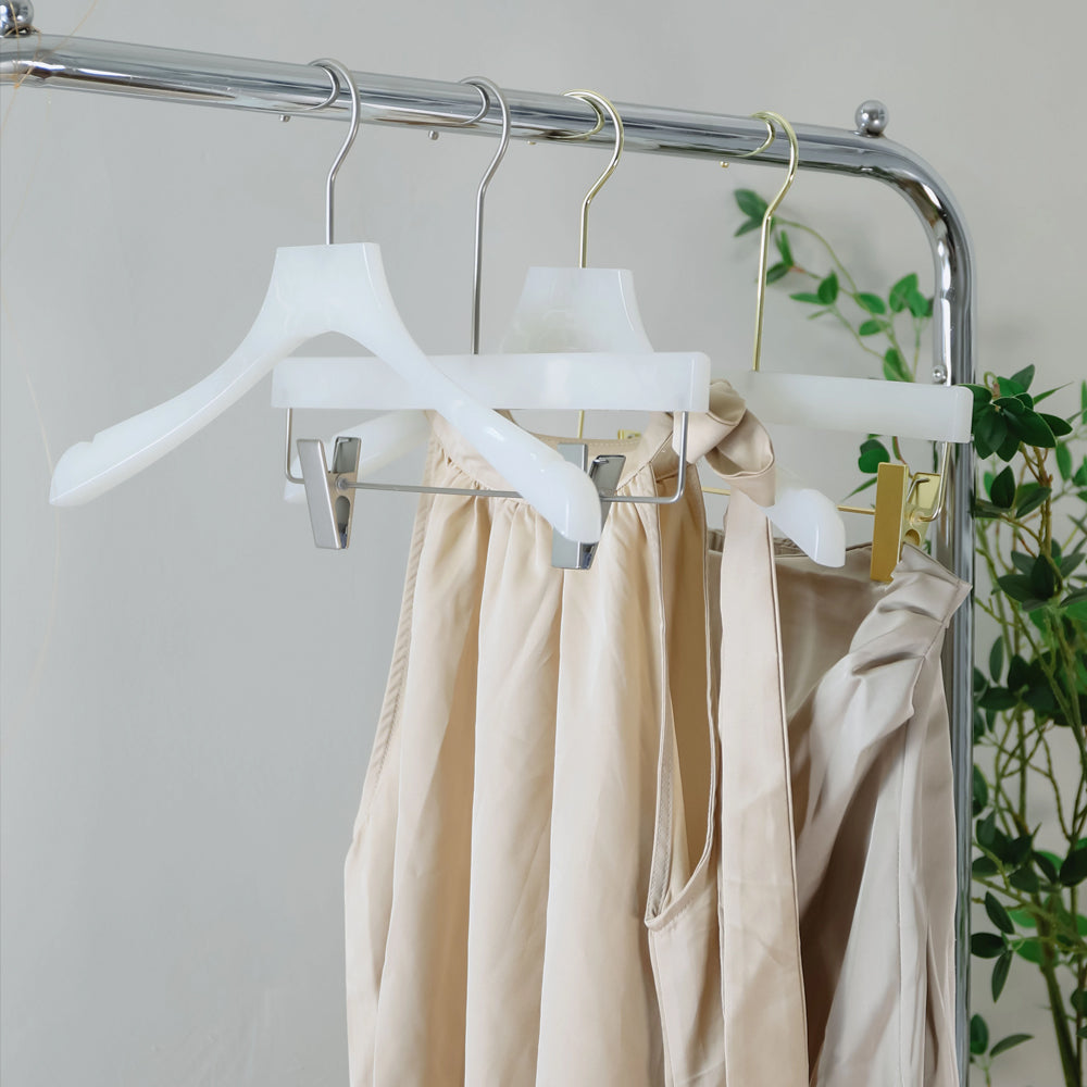 Jelimate Clothing Store White Clothing Hanger Non-Slip Clear Crystal Hanger Acrylic Hangers for Clothes Hanger Traceless Anti Slip Women Wedding Dress Hanger