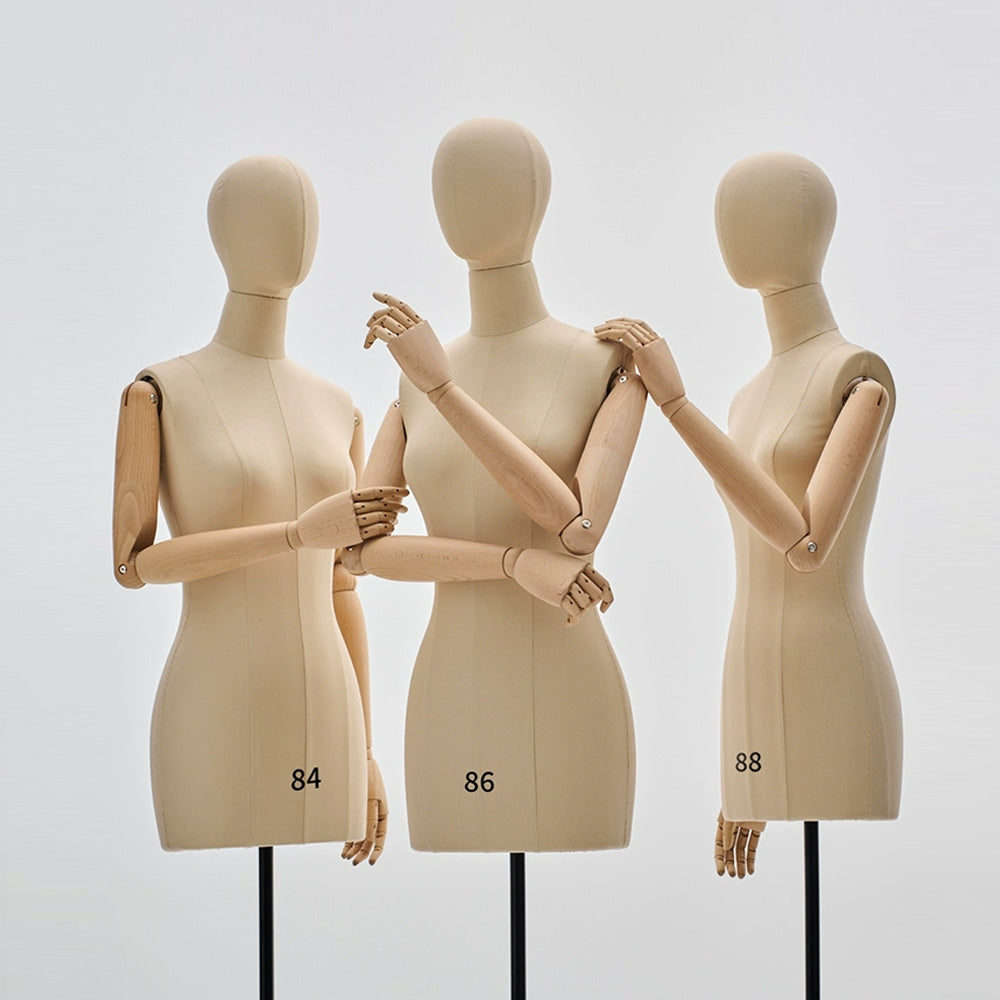 Jelimate Half Body Female Tailor Mannequin Torso Dressmaker Dummy for Pattern Draping Clothing Mannequin Dress Form For Sewing Women Fashion Design Mannequins Can Custom Logo