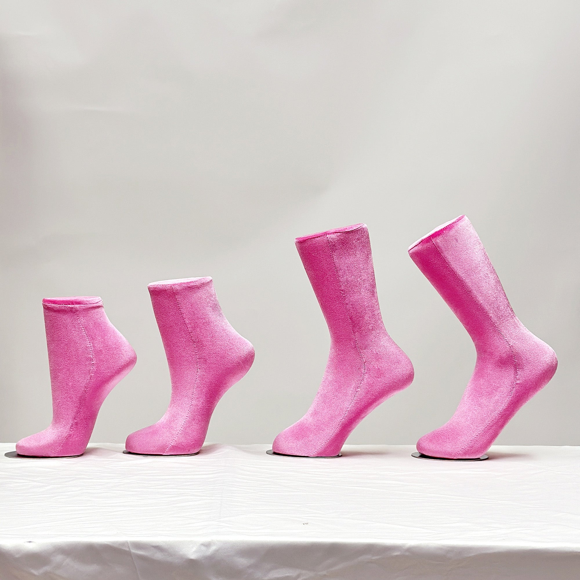 Pink Velvet Foot Mannequin - Premium Display Stand for Socks & Anklets