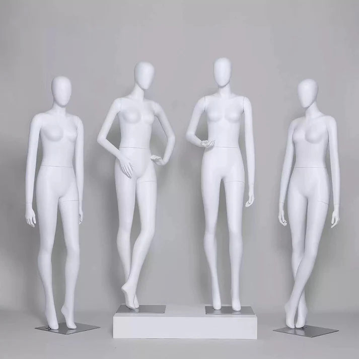 JELIMATE Luxury Matte White Female Mannequin - Full Body Fiberglass Display Stand with Base