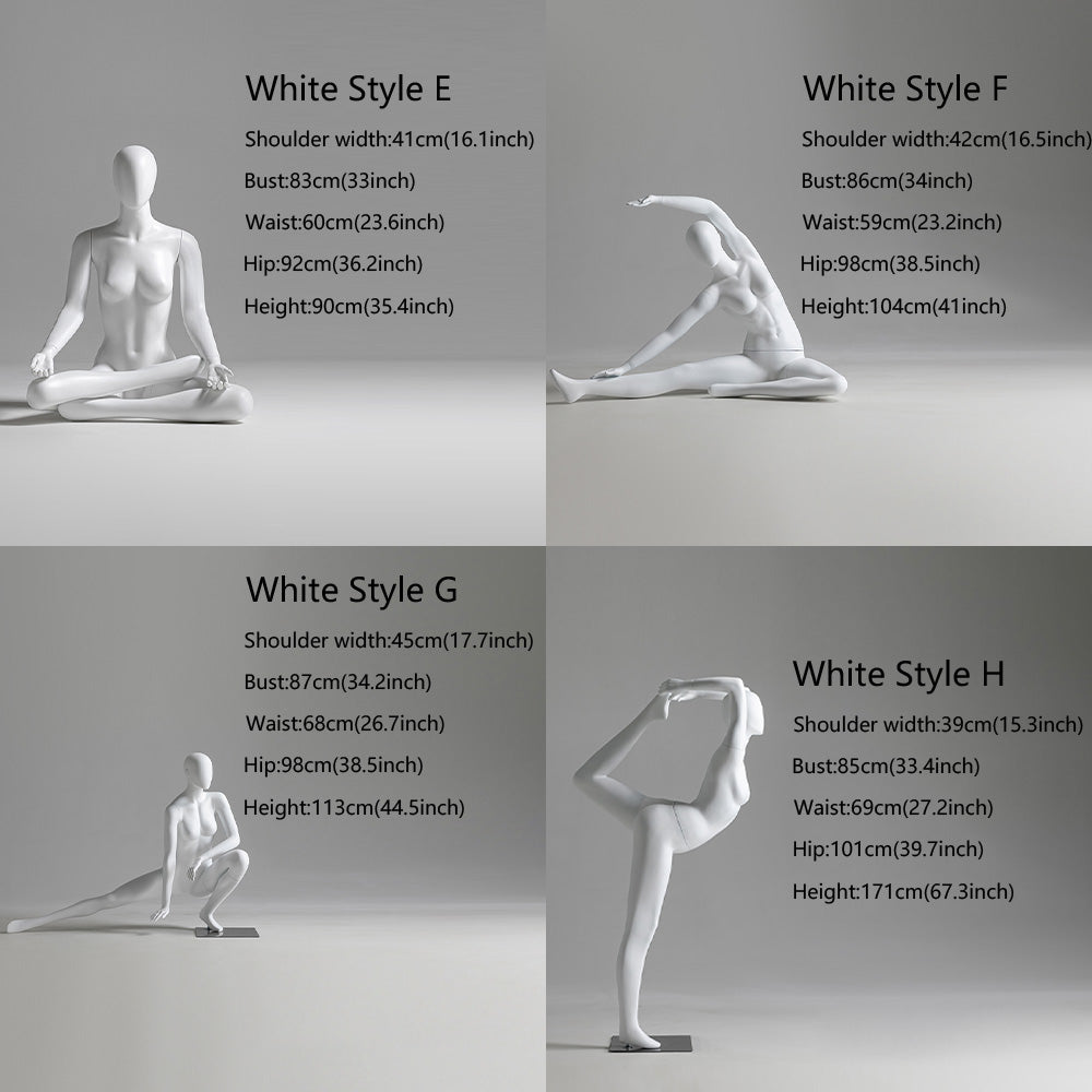 Full Body Female Yoga Mannequin - 8 Dynamic Poses