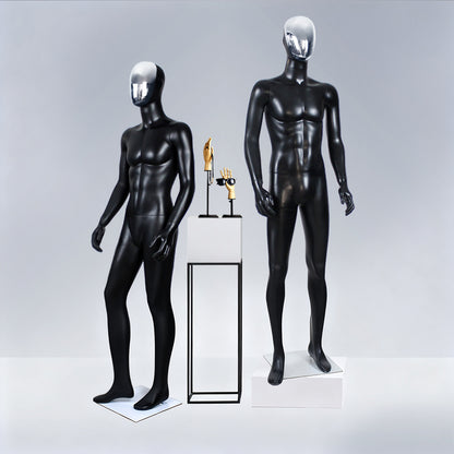JELIMATE Premium Full-Body Male Mannequin - Silver Electroplated Head & Hands | Black Fiberglass Display