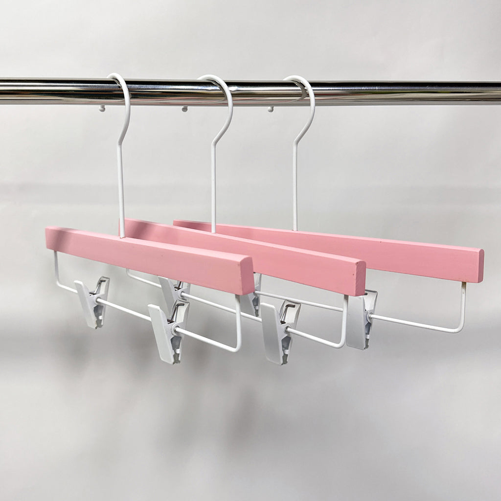 Luxury Pink Wooden Hanger with Non-Slip Clips