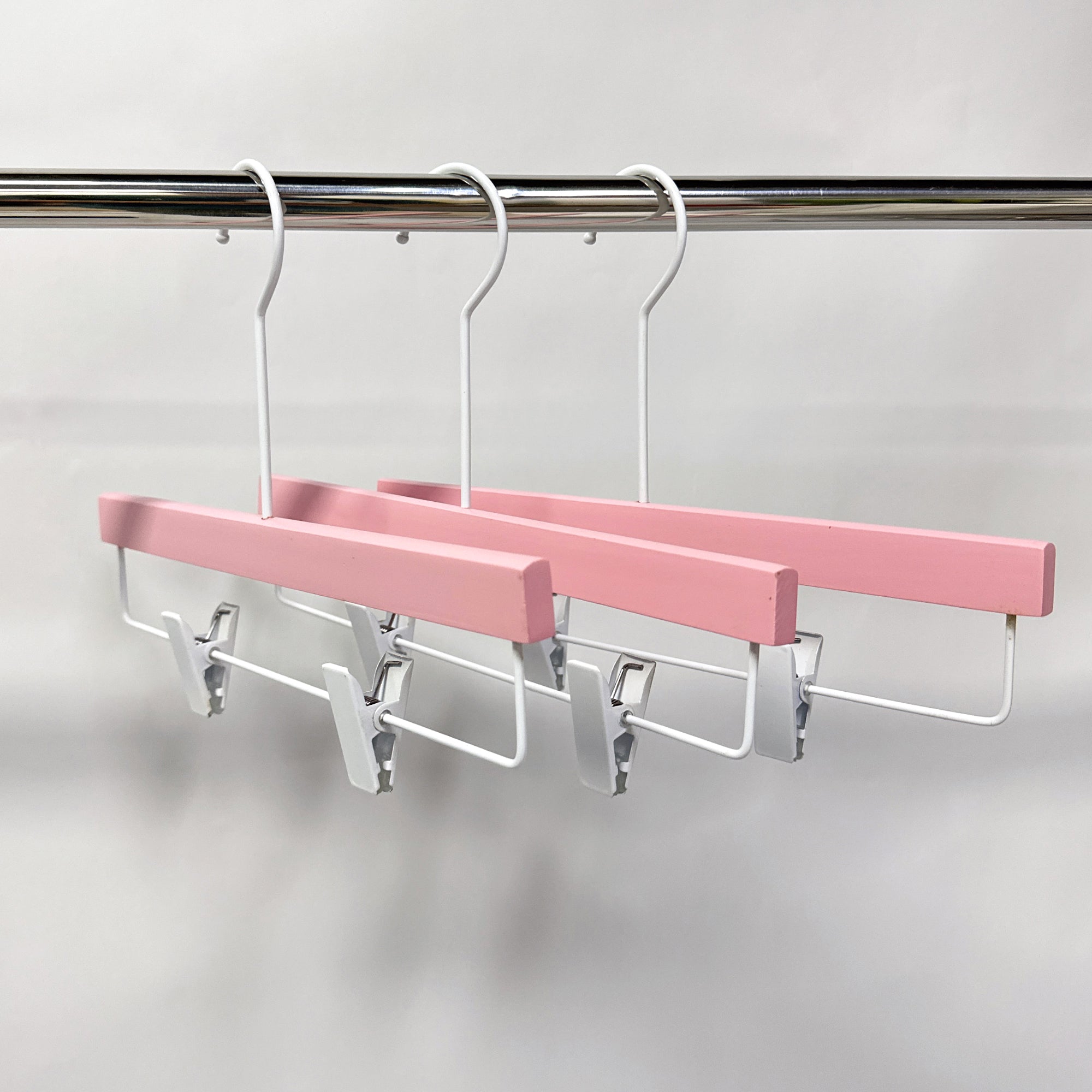 Luxury Pink Wooden Hanger with Non-Slip Clips