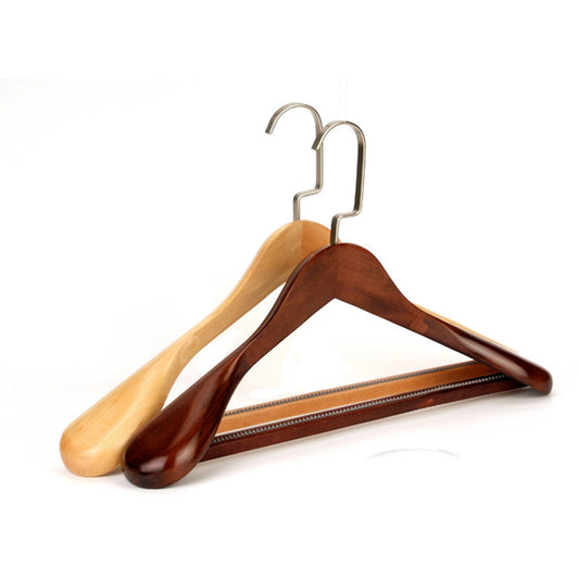 Retro Wide-Shoulder Wooden Hanger: Premium Non-Slip Closet Essential