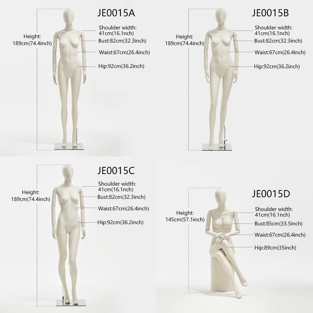 JELIAMTE | Handcrafted Female Mannequin with Articulated Real Wood Arms & Mirror Base
