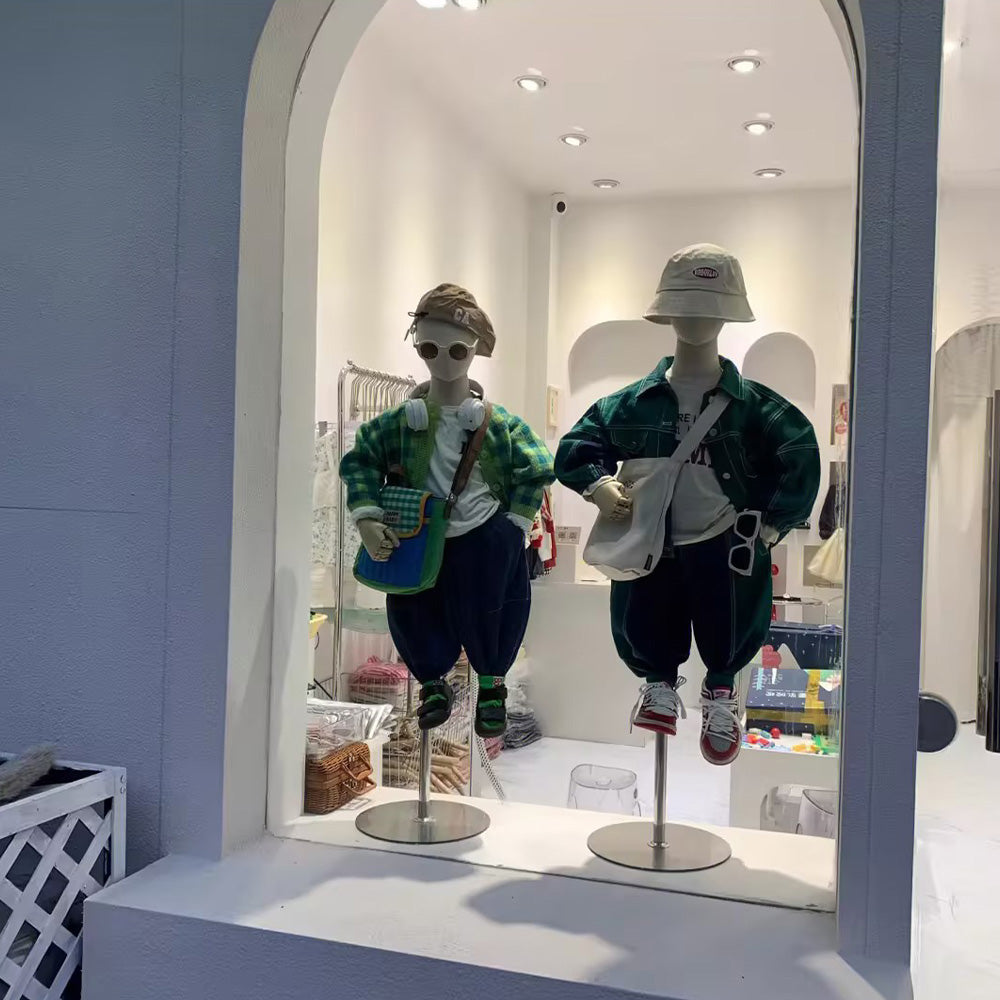 Jelimate High End Women Men Clothing Store Kid Mannequin Torso With Silver Arms,Window Display Kid Dress Form,Clothes Display Model Child Dress Form