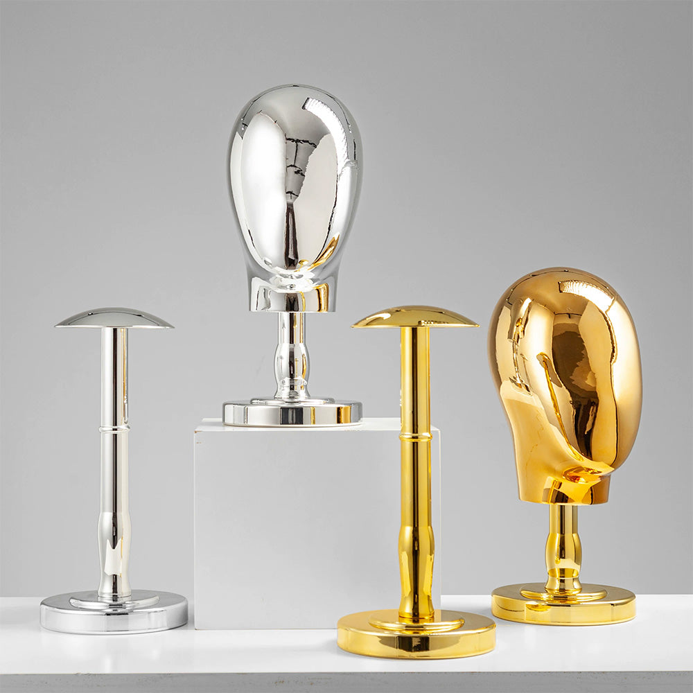 Premium Electroplated Hat Display Stand | Modular Mannequin Head Rack for Retail & Home