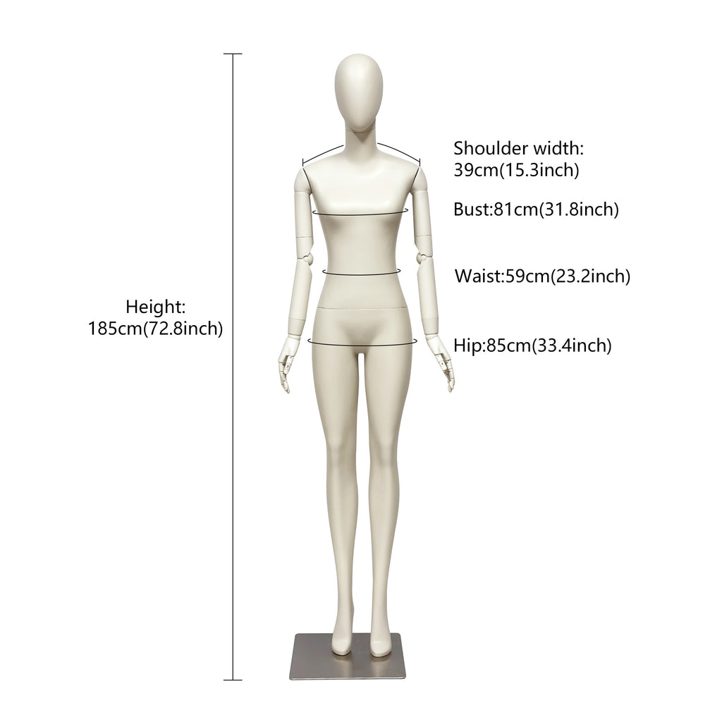 JELIMATE Full Body Female Mannequin Flexible Arms Fiberglass Window Display Dummy