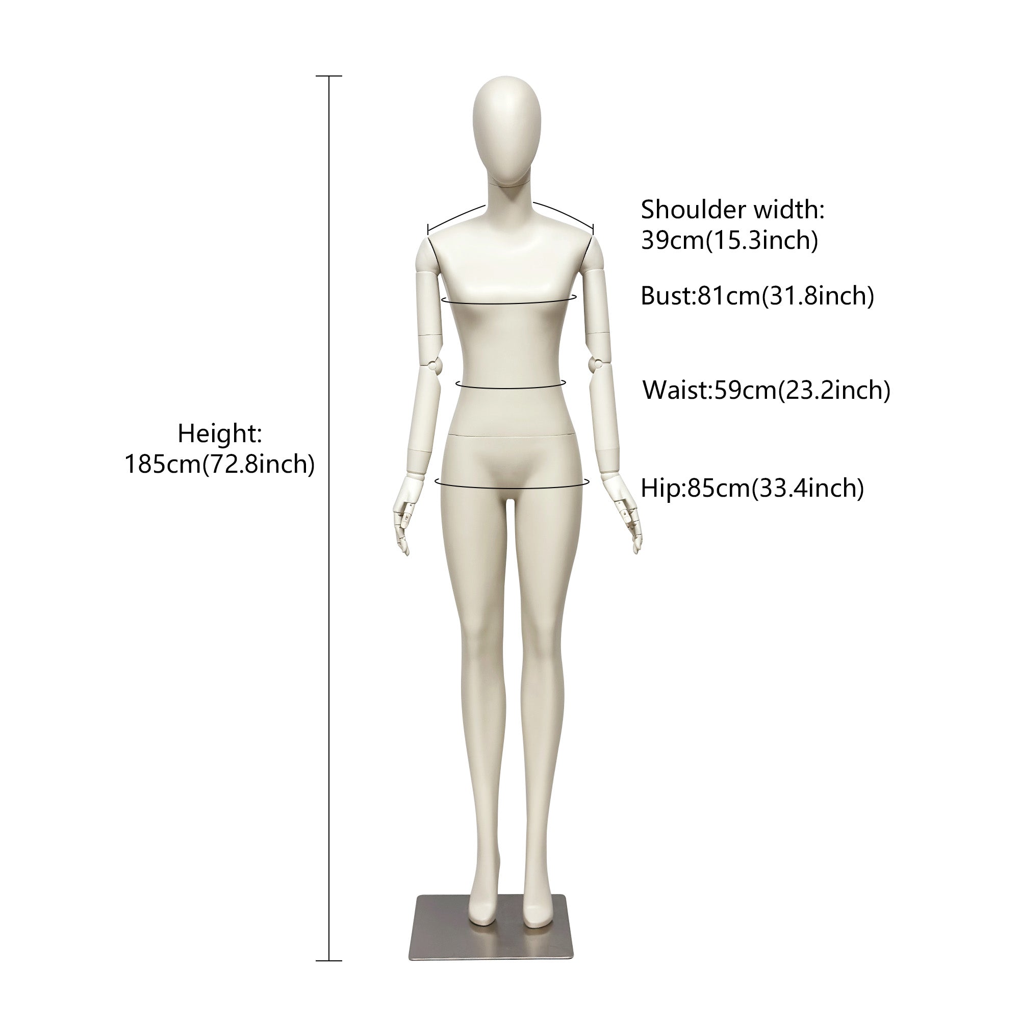 JELIMATE Full Body Female Mannequin Flexible Arms Fiberglass Window Display Dummy