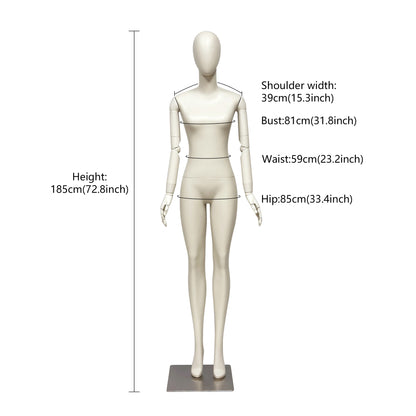 JELIMATE Full Body Female Mannequin Flexible Arms Fiberglass Window Display Dummy