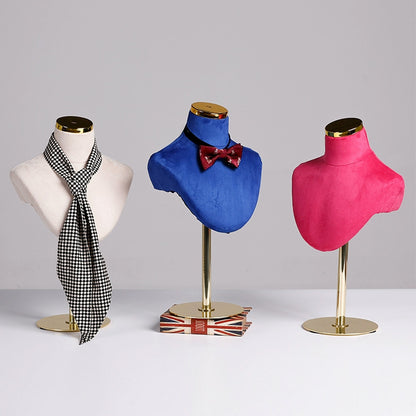Jelimate Jewelry Store Counter Velvet Mannequin Bust,Suede Dress Form Necklace Display Mannequin Bust,Necklace Stand Jewelry Display Bust Neck Model