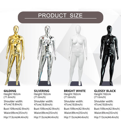 Plus Size Female Mannequin - Electroplated Curvy Full Body Display Model
