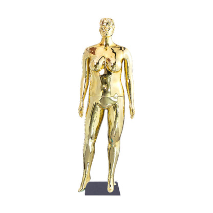 Plump Electroplated Female Mannequin | Abstract Head, Full - Body Plus - Size for European/African Fashion Displays