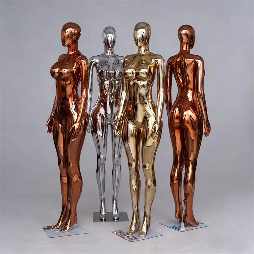 JELIMATE Plus Size Electroplated Female Mannequin 3 Colors, Curvy Window Display Fixture