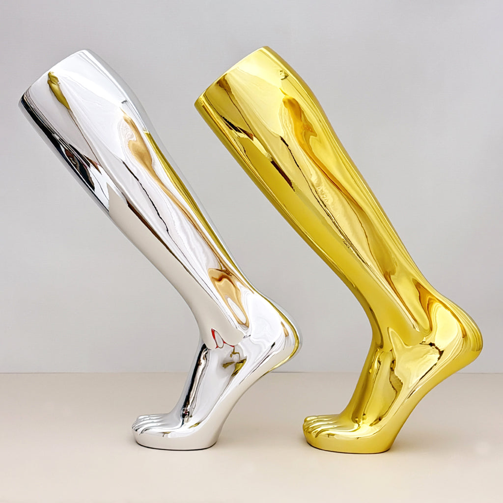 Jelimate Electroplated Left Leg Mannequin for Shoes, Socks & Jewelry – Gold Silver
