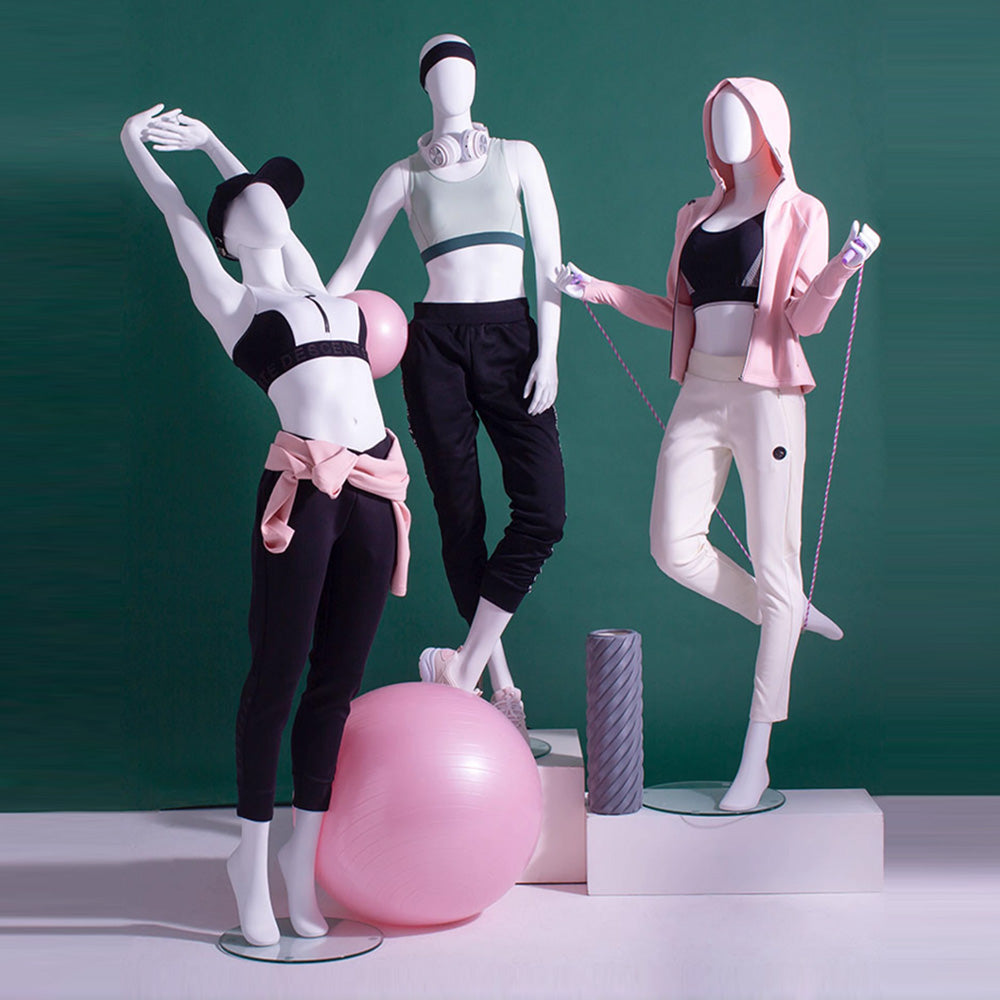 Jelimate Female Yoga Mannequin Full Body Dress Form,White Yoga Sport Mannequin Women Display Model,Fiberglass Mannequins for Athletic Model,Sportwear Display Mannequin for Clothes Display Stand
