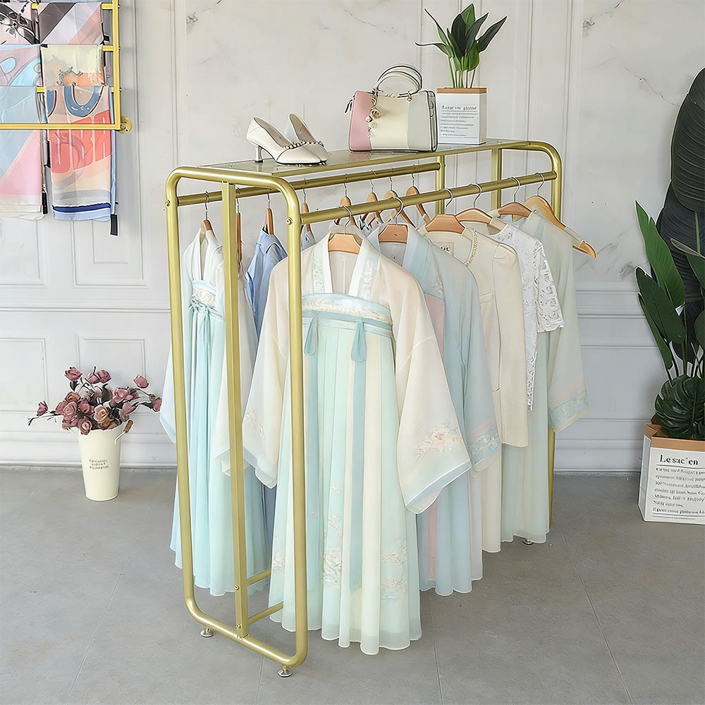 JELIMATE Double Rail Clothing Rack | Heavy Duty Garment Display Stand for Boutique Store