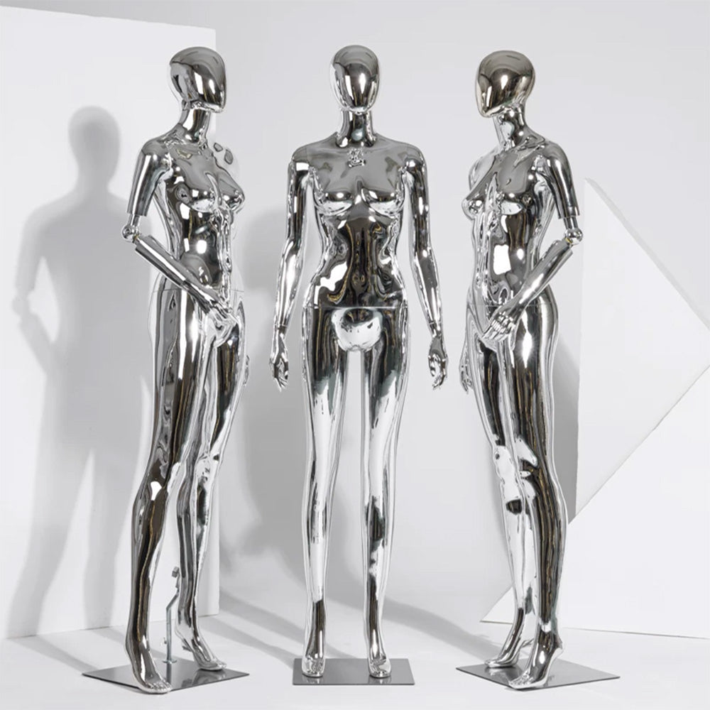 JELIMATE Electroplated Female Full Body Mannequin Window Display | Silver Gold Mirror