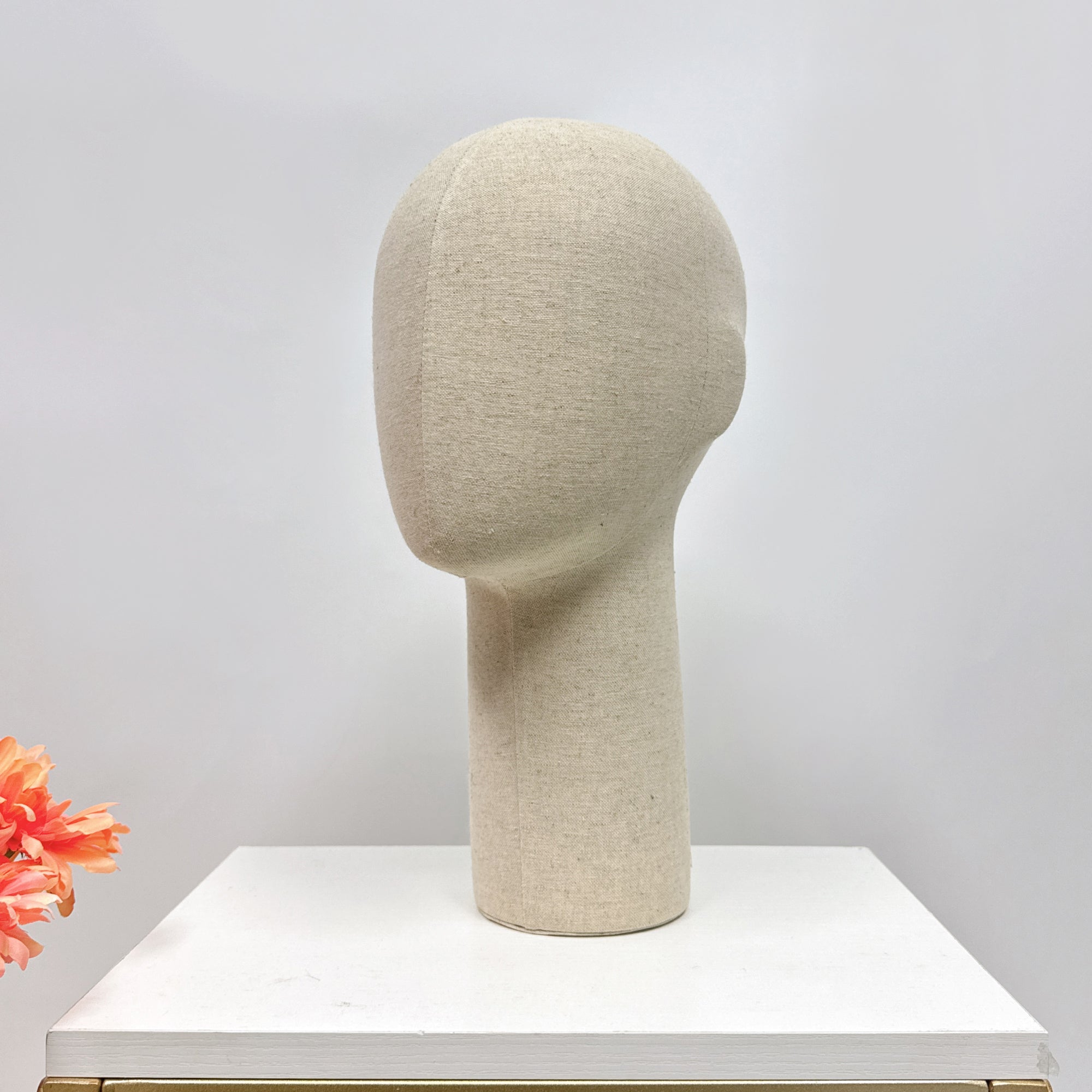 Jelimate Head Mannequin,Grey Linen Fabric Mannequin Head Dress Form,Hat Display Head Model Wig Display Stand,Headband Sunglasses Headphone Display Head Form