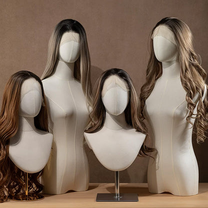 JELIMATE Fabric Mannequin Head Display Stand for Wigs Hats Scarves with Adjustable Base