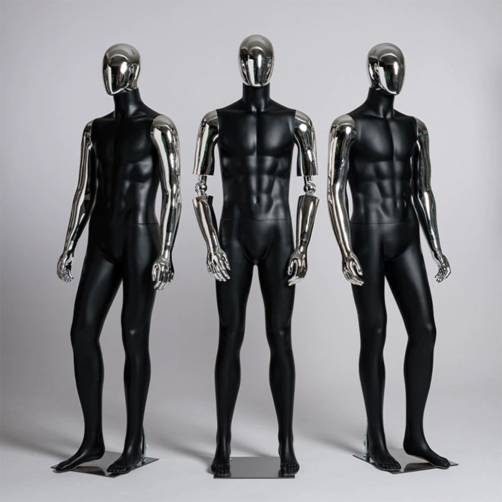 JELIMATE Matte Black Muscular Male Mannequin, Gold/Silver for Menswear Store Display