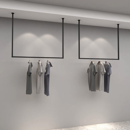 JELIMATE Ceiling Mounted Clothing Rack | Black Iron Hanging Garment Display for Boutique