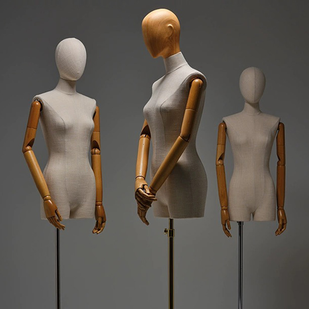 JELIMATE Female Mannequin: Elegant Wooden Head & Arms Display Model