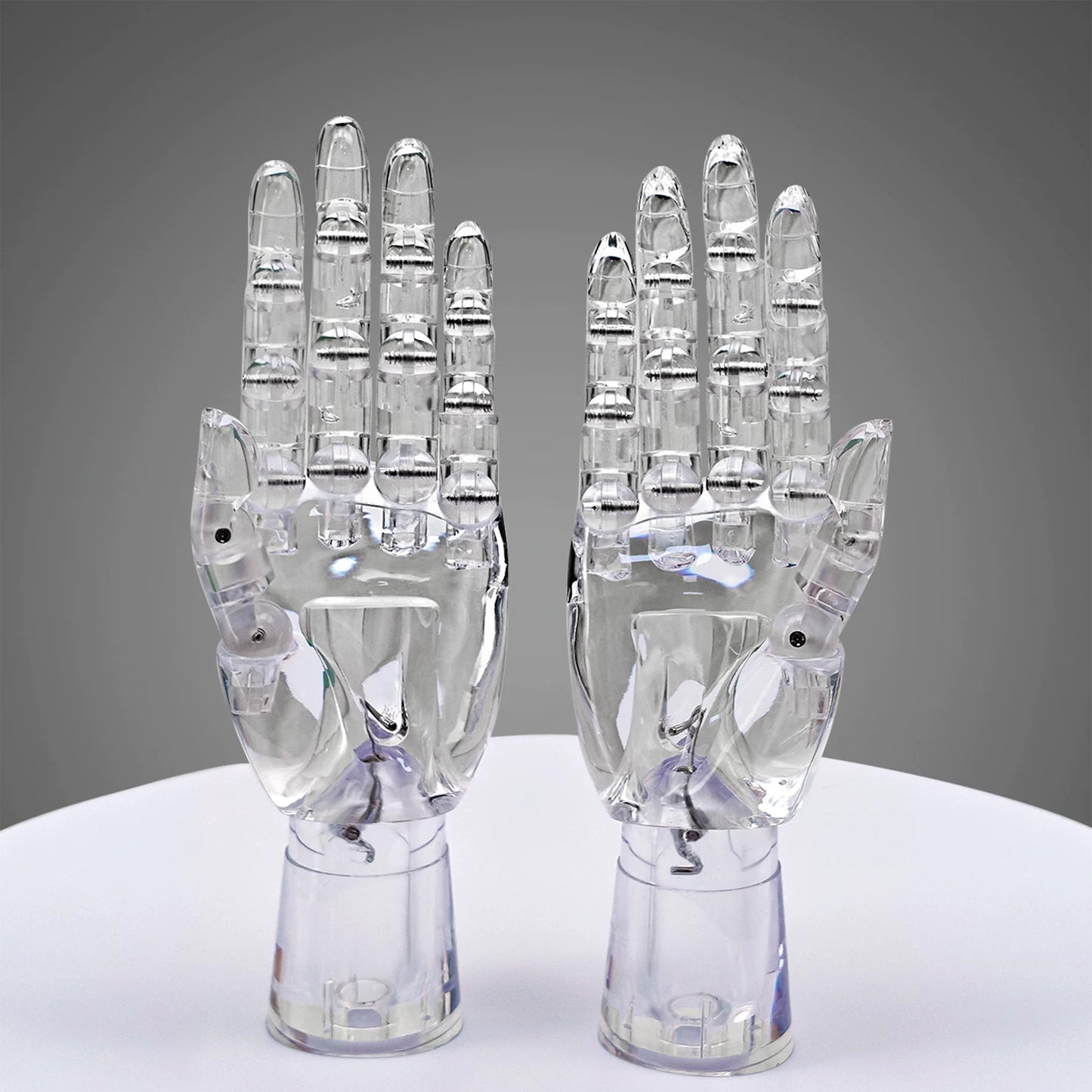 JELIMATE Clear Hand Mannequin Display Stand Articulated Joints Jewelry Ring Holder