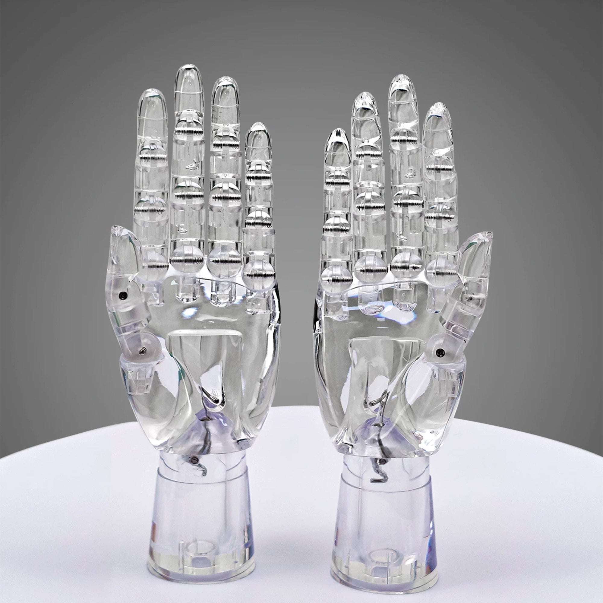 JELIMATE Clear Hand Mannequin Display Stand Articulated Joints Jewelry Ring Holder