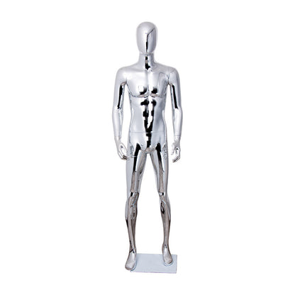 Brand Clothing Electroplated Mannequin | Full - Body Colorful Fiberglass Resin Golden Men's Clothing Window Display Rack