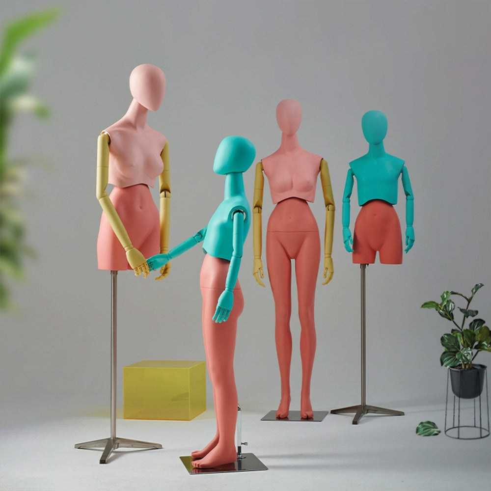 Premium Modern Mannequin Torso - Flexible Rotating Waist & Articulated Wooden Arms - Male, Female & Child Models