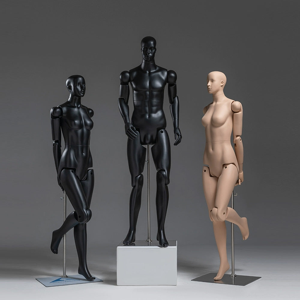 Premium Full Body Mannequin - Flexible Joints with Wooden Arms & Velvet Finish