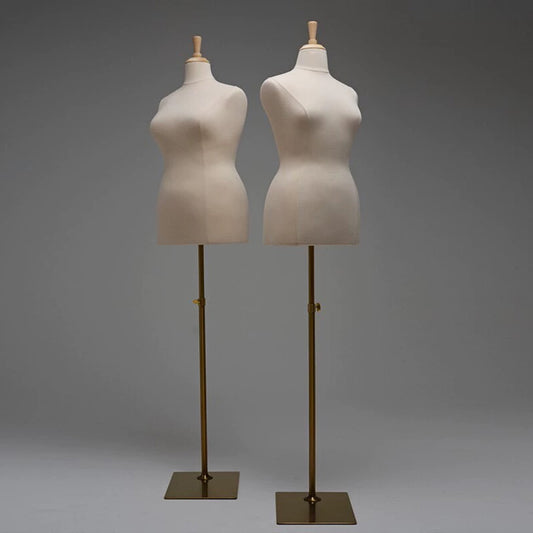 Jelimate Half Body Plus Size Female Mannequin Torso - Pinnable Dress Form with Beige Velvet Cover