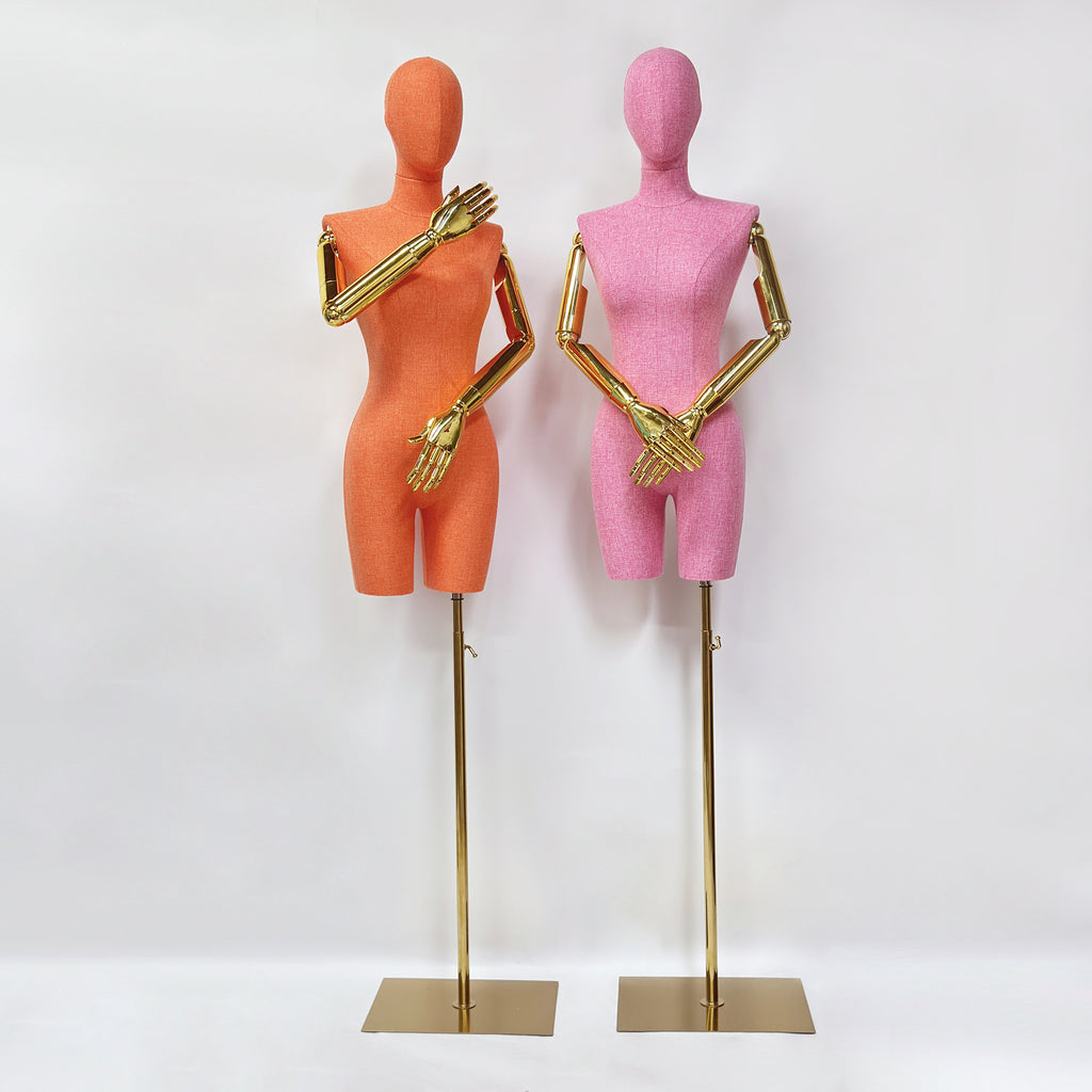 JELIMATE Linen Female Dress Form - Half Body Mannequin for Window Display