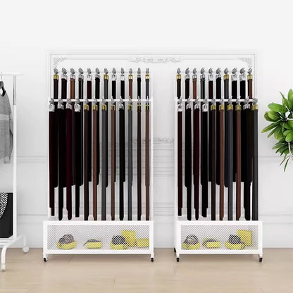 JELIMATE Freestanding Belt Display Rack with Wheels | Multi-Tier Organizer for Retail Store