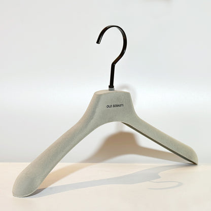 Luxury Velvet Non-Slip Hanger - Professional Boutique Grade | Grey Plastic with Silver Logo