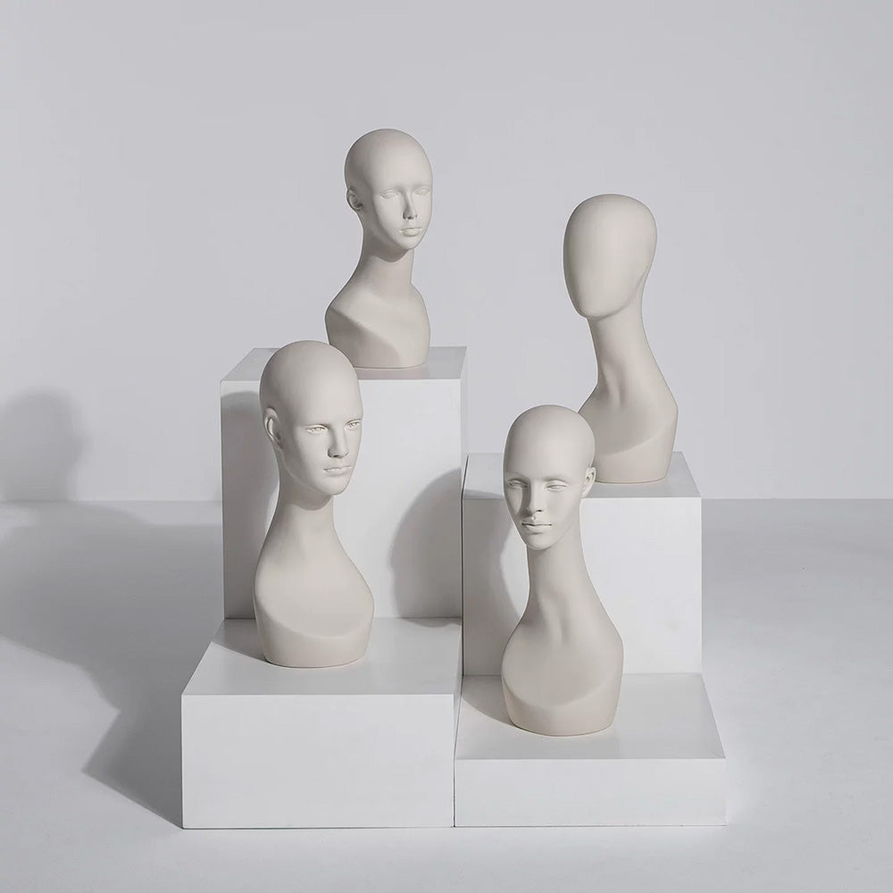 Realistic Fiberglass Mannequin Head with Shoulders for Wigs, Hats & Jewelry