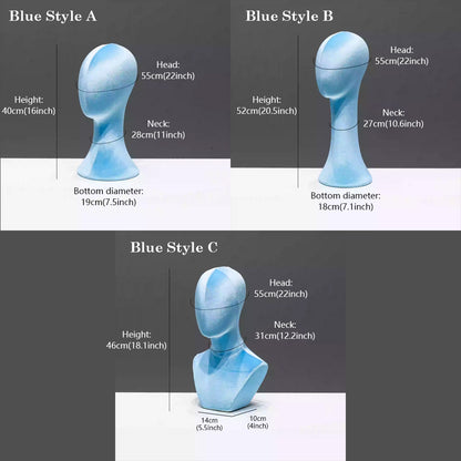 Flocked Mannequin Head Display Stand - Wig Hat Jewelry Holder with Pin-Insertable Surface